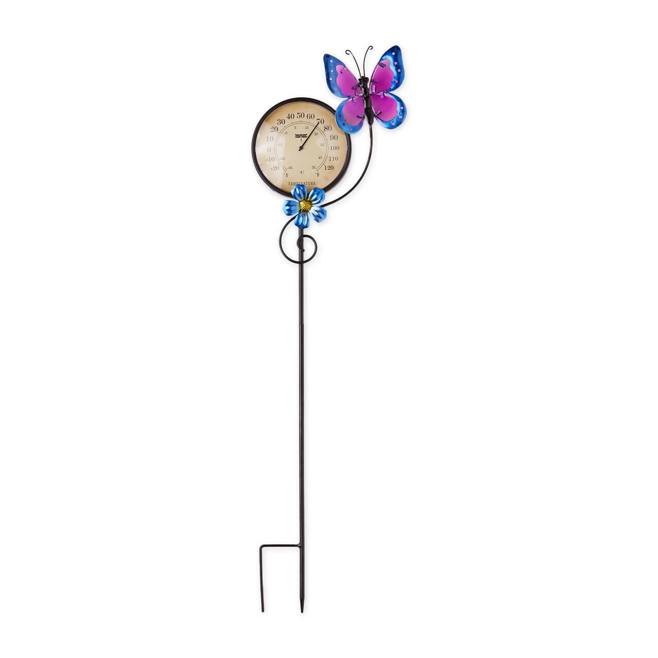 Accent Plus Home Decorative Metal Thermometer Garden Stake - Butterfly